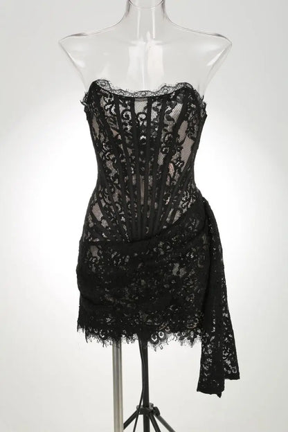Women’s Strapless Lace Evening Dress