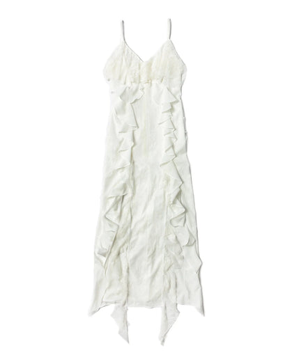 Women’s Ruffled Suspender Maxi Dress