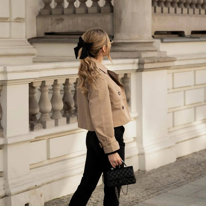 Vintage Cropped Double-Breasted Jacket