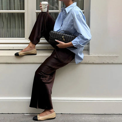 Elegant Satin Wide Leg Pants