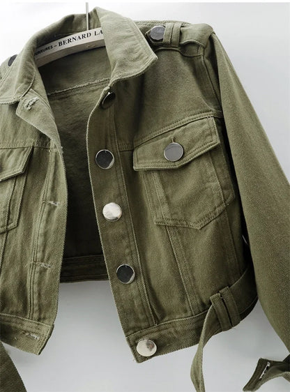 Women’s Army Green Denim Jacket