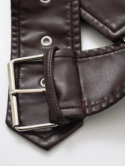 Vintage Belted Moto Faux Leather Jacket