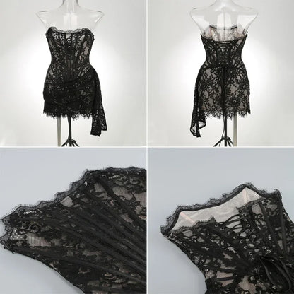 Women’s Strapless Lace Evening Dress