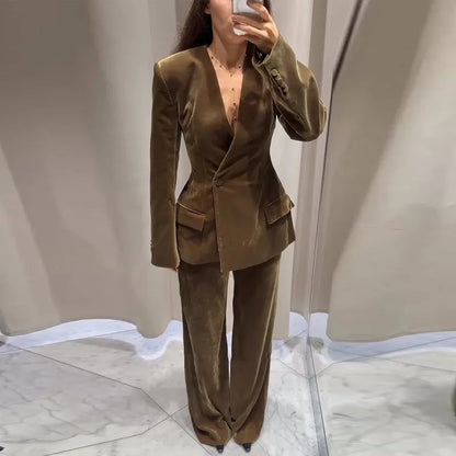 Women’s Velvet Blazer Suit Set