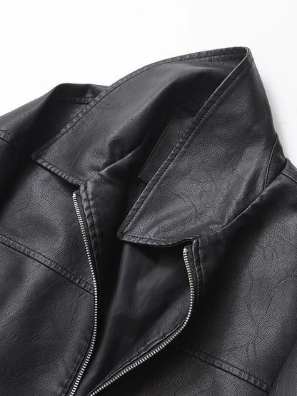 Retro Moto Faux Leather Jacket