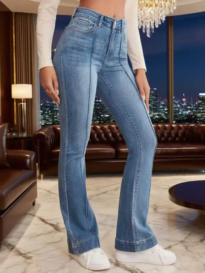 Seam-Detail Stretch Bootcut Jeans