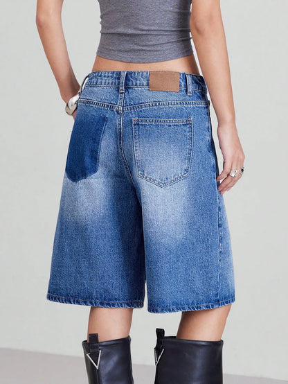 High-Waist 5-Piece Denim Shorts