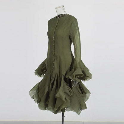 Women’s High Waist Ruffle Dress