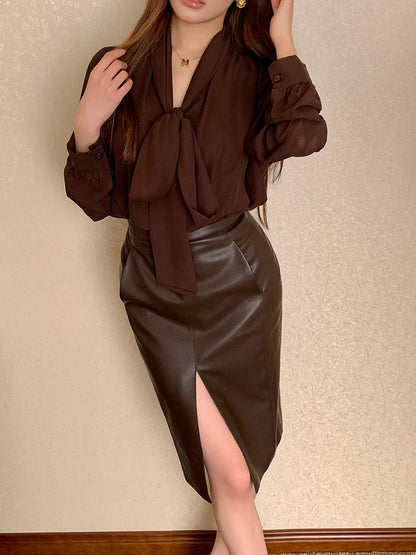 Vintage Bow Chiffon Blouse