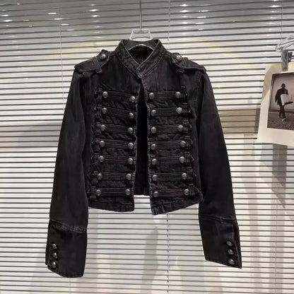 Metal Buckle Denim Short Jacket