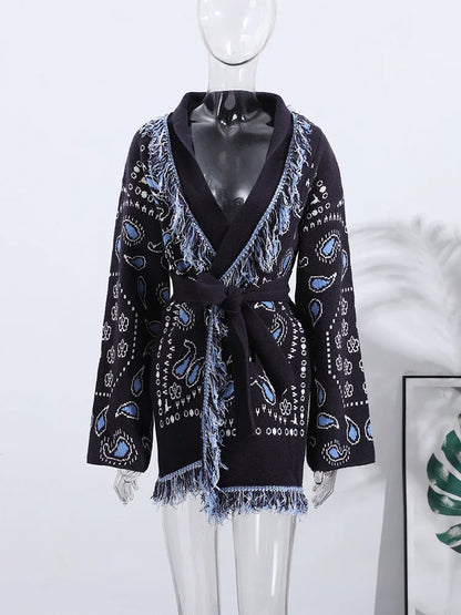 Women’s Geometric Tassel Cardigan