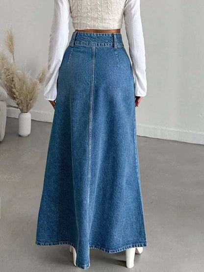 Long Denim Midi Skirt