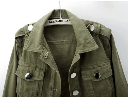 Women’s Army Green Denim Jacket