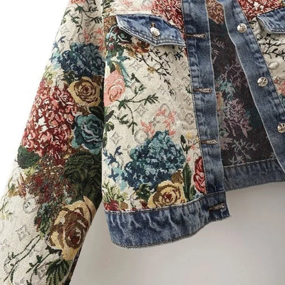 Retro Jacquard Denim Jacket
