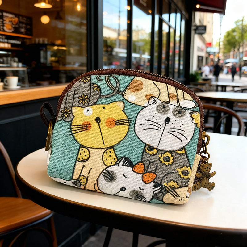 Cartera de Piel Premium con Cartoon-Katze