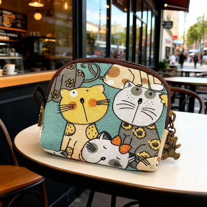 Cartera de Piel Premium con Cartoon-Katze