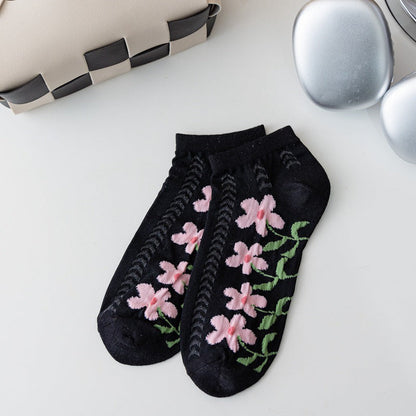 Lässige Calcetines de Hilo con Motivo Botánico