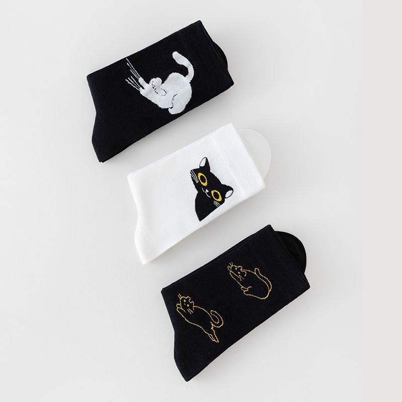 Lässige Calcetines de Hilo con Katzenmotiv