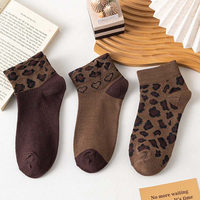 Inspiración Vintage-Calcetines de Hilo con Leopardenmuster