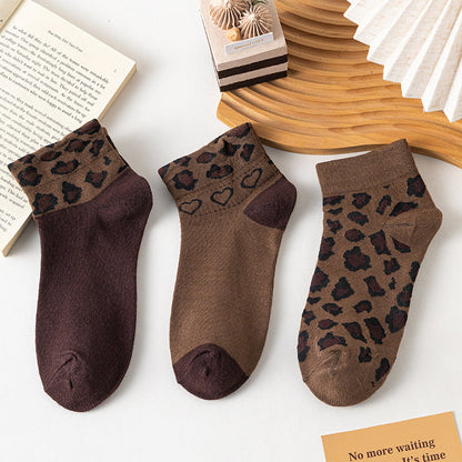 Inspiración Vintage-Calcetines de Hilo con Leopardenmuster