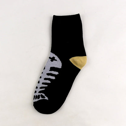 Lässige Calcetines de Hilo con Katzenmuster