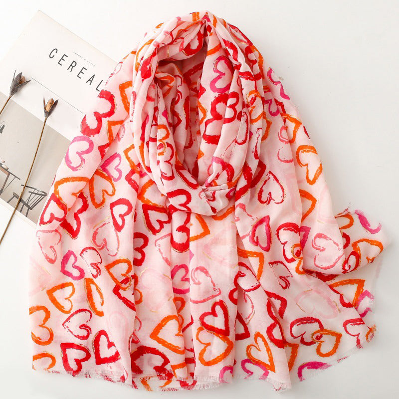 Casual Refinado Foulard de Cachemira con Diseño Amor Éternel