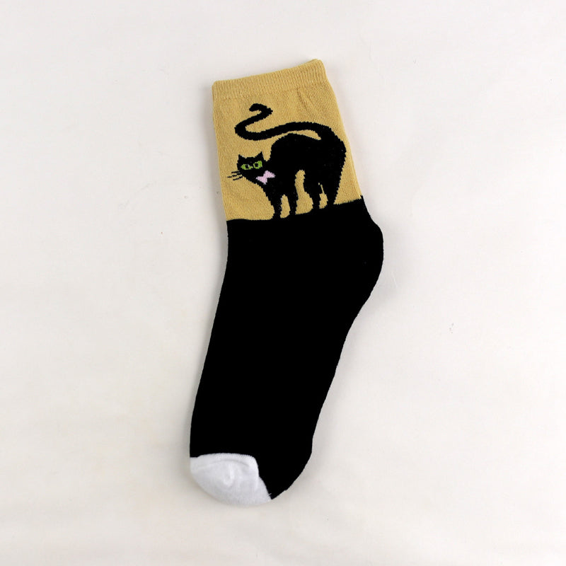 Lässige Calcetines de Hilo con Katzenmuster