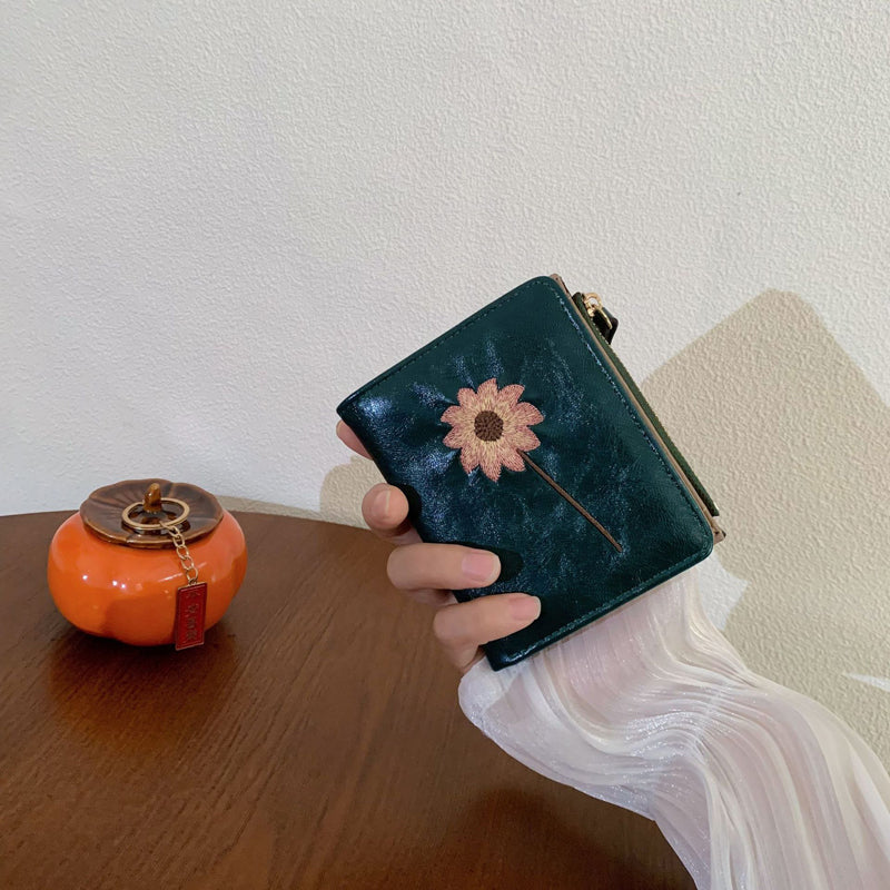 Inspiración Vintage Cartera de Piel Premium con Motivo Botánico
