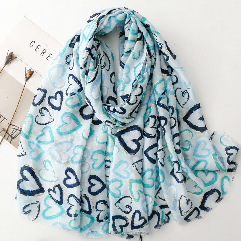 Casual Refinado Foulard de Cachemira con Diseño Amor Éternel