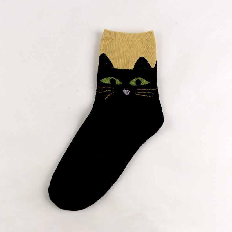 Lässige Calcetines de Hilo con Katzenmuster