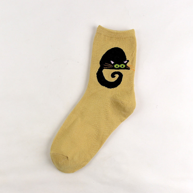 Lässige Calcetines de Hilo con Katzenmuster