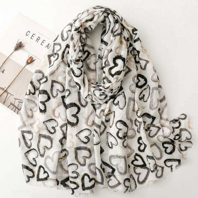 Casual Refinado Foulard de Cachemira con Diseño Amor Éternel