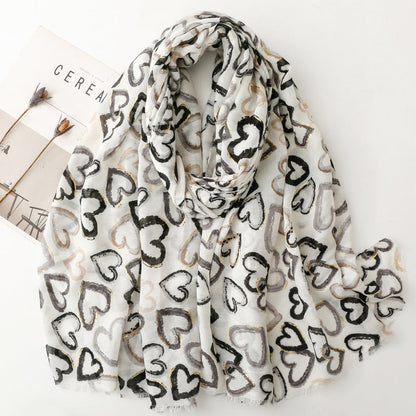 Casual Refinado Foulard de Cachemira con Diseño Amor Éternel