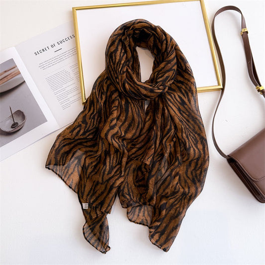 Inspiración Inspiración Vintage-Foulard de Cachemira con Estampado de Leopardo