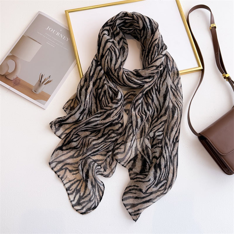 Inspiración Vintage-Foulard de Cachemira con Leopardenmuster