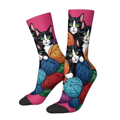 Lässige Calcetines de Hilo con Katzenmotiv