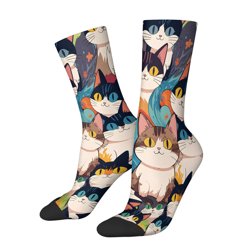 Lässige Calcetines de Hilo con Katzenmotiv