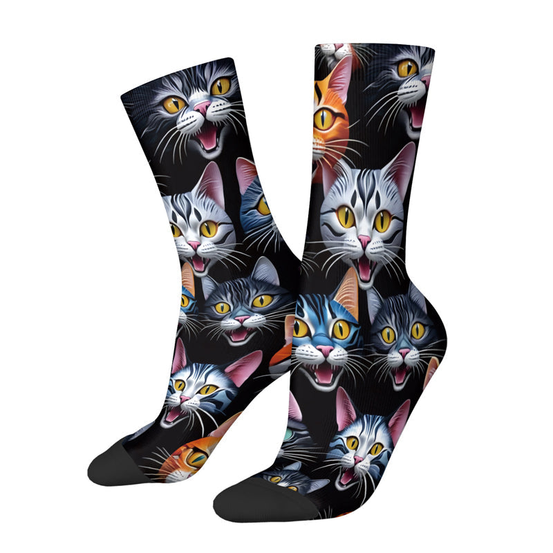 Lässige Calcetines de Hilo con Katzenmotiv