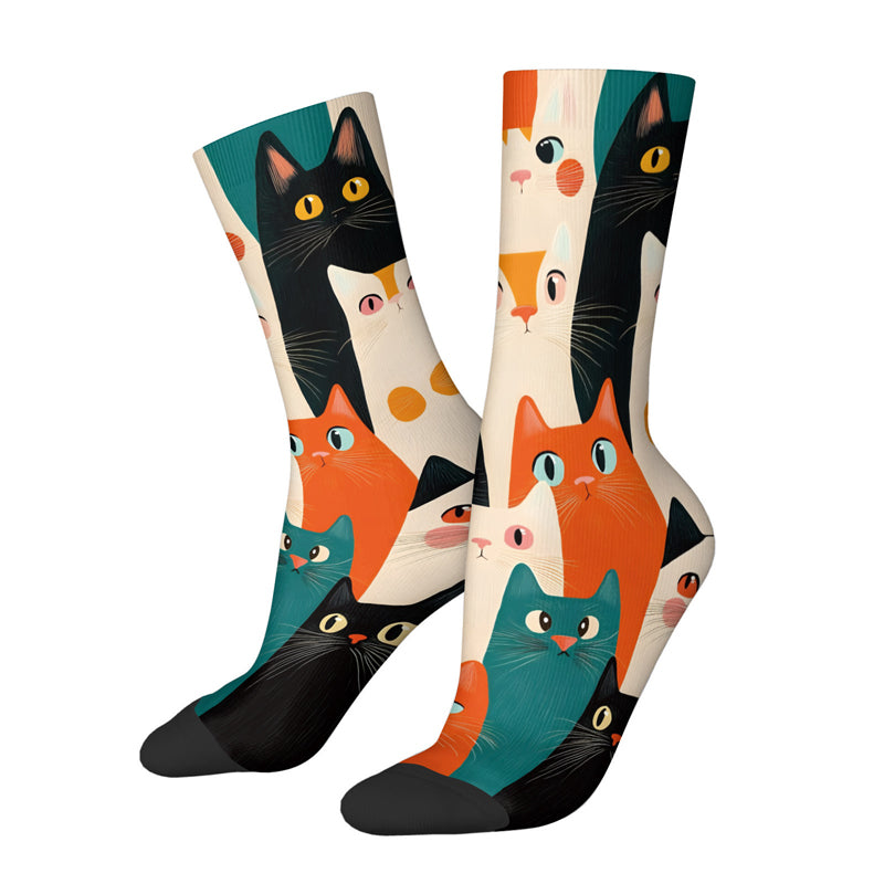 Lässige Calcetines de Hilo con Katzenmotiv