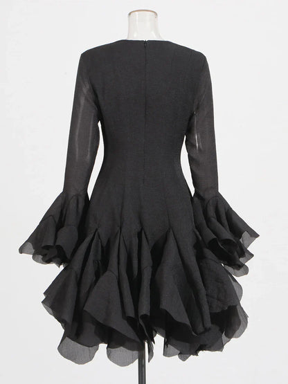 Women’s High Waist Ruffle Dress