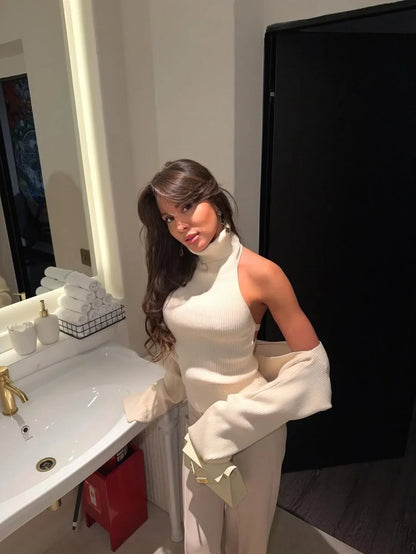 Women’s Backless Knit Turtleneck Vest