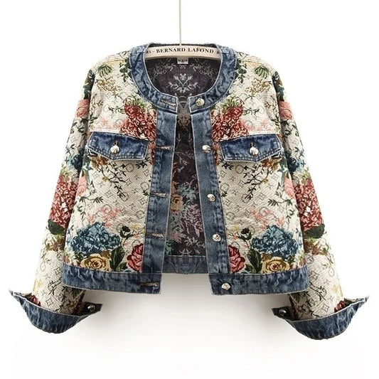 Retro Jacquard Denim Jacket