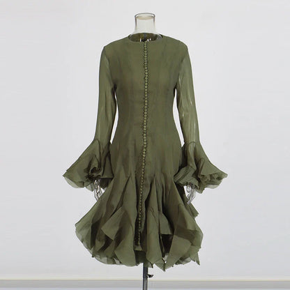 Women’s High Waist Ruffle Dress