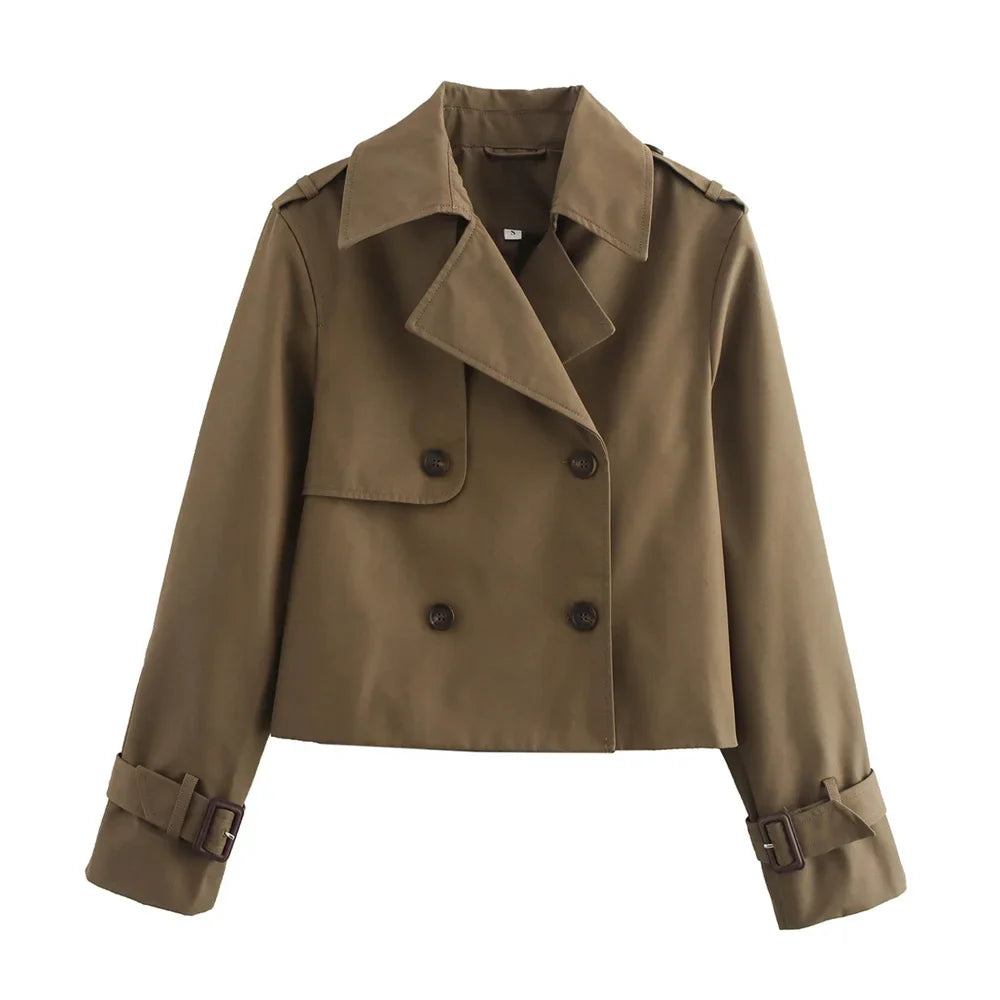Vintage Cropped Double-Breasted Jacket
