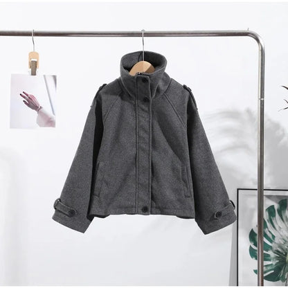 Stand Collar Single-Breasted Coat
