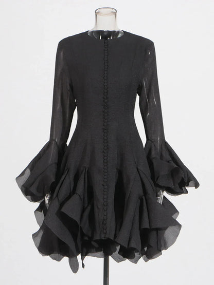 Women’s High Waist Ruffle Dress