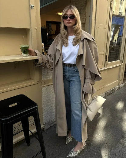 Women’s Lace-Up Long Trench Coat