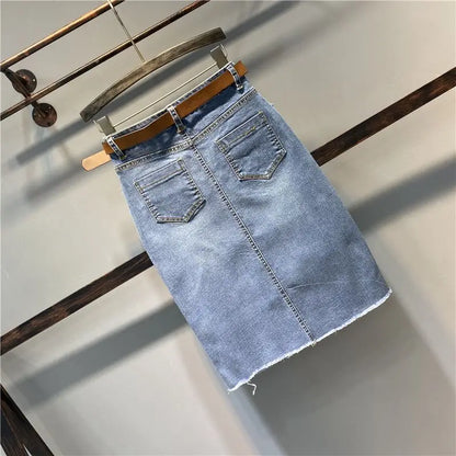 Vintage A-Line Denim Midi Skirt