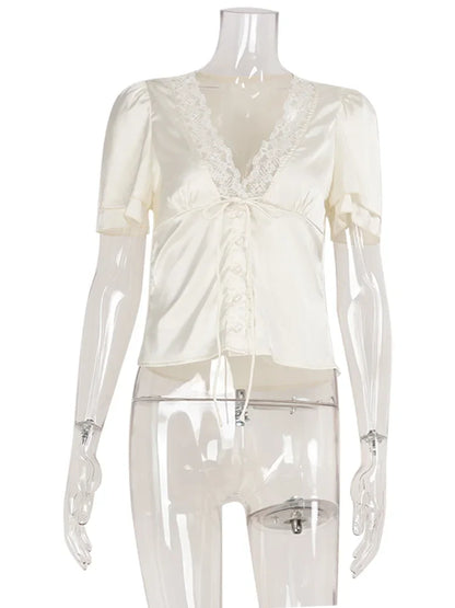 Clara Satin Lace Blouse