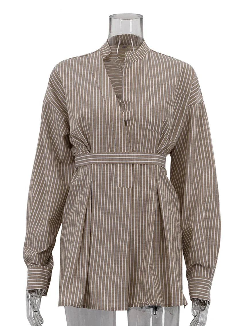 Loose Brown Stripe Shirt